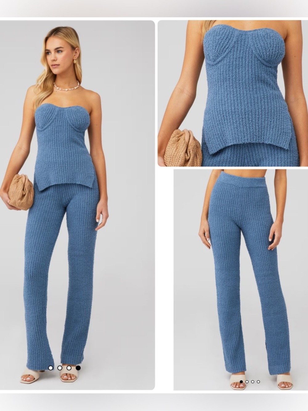 4TH & Reckless Liria Strapless Knit Bustier Top & Trousers Pants SET NWT $158